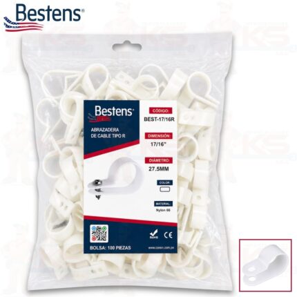 abrazadera para cable tipo R bestens bolsa x 100 piezas (BEST-17/16R)