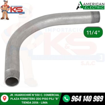CURVA CONDUIT RGS DE 11/4" CON ROSCA A LOS EXTREMOS X 90° UL