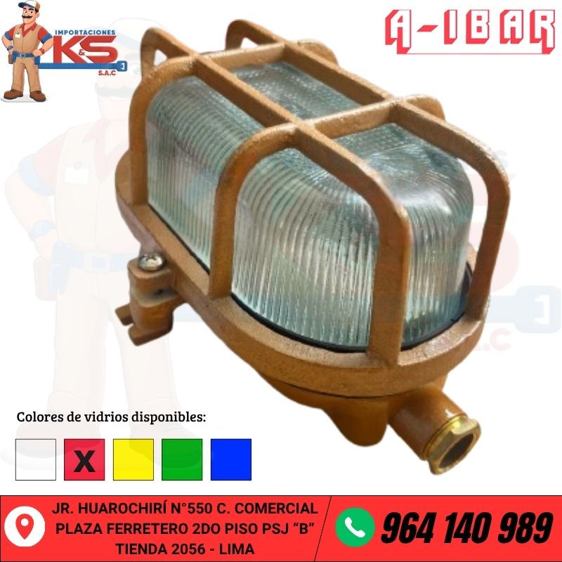 FANAL OVAL DE BRONCE 100W HERMÉTICO IP66 ROJO FANAL OVAL DE BRONCE 100W HERMÉTICO IP66 ROJO - Imagen 1