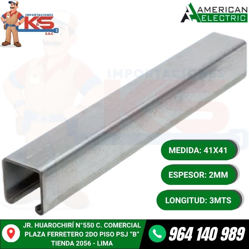 RIEL UNISTRUT LISO 41X41MM ESPESOR 2MM X 3MTS RIEL UNISTRUT LISO 41X41MM ESPESOR 2MM X 3MTS