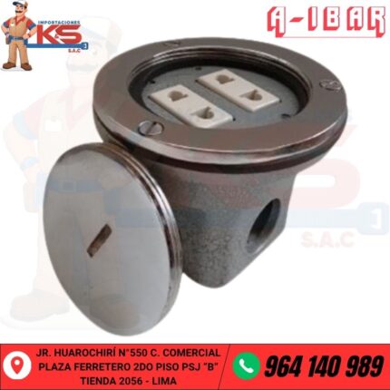 TOMACORRIENTE INDUSTRIAL PARA PISO 15A CON TAPA DE BRONCE CROMADO-TPD15 C