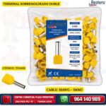TERMINAL TUBULAR DOBLE AMARILLO TE1008 PARA CABLE 18AWG (1MM2) Bolsa x 100UND BESTENS