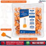 TERMINAL TUBULAR DOBLE NARANJA TE0508 PARA CABLE 22AWG (0.5MM2) Bolsa x 100UND