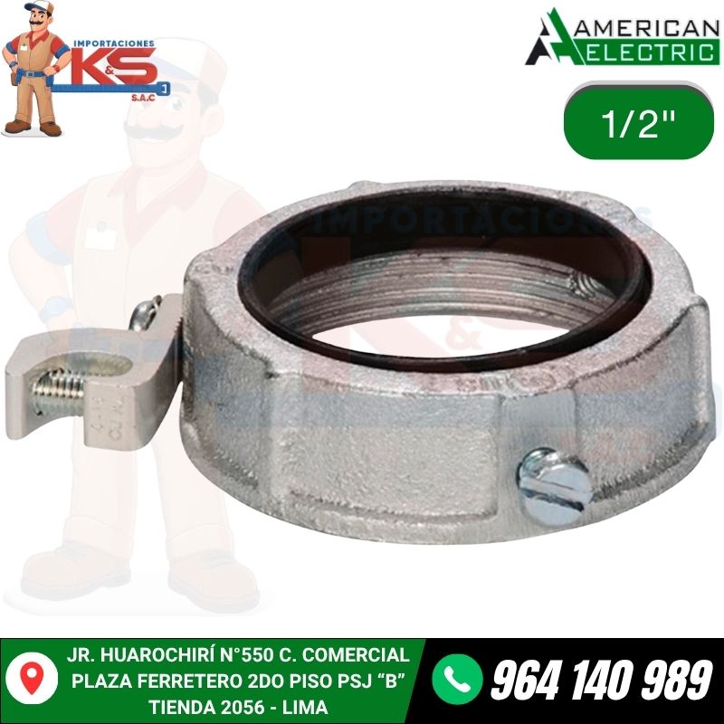 TUERCA BUSHING RIGID DE HIERRO CON AISLAMIENTO Y LINEA TIERRA 1/2" TUERCA BUSHING RIGID DE HIERRO CON AISLAMIENTO Y LINEA TIERRA 1/2"