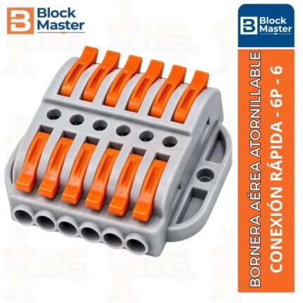 bornera-aérea-atornillable-conexión-rápida-6p-6-block-master-gris-naranja