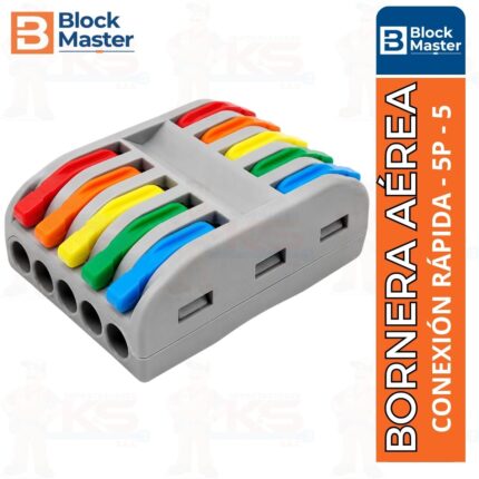 bornera-aerea-conexion-rapida-5-polos-5-entradas-5-salidas-block-master-colores